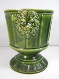 Vintage Lefton China Lionhead Olive Green Planter Japan